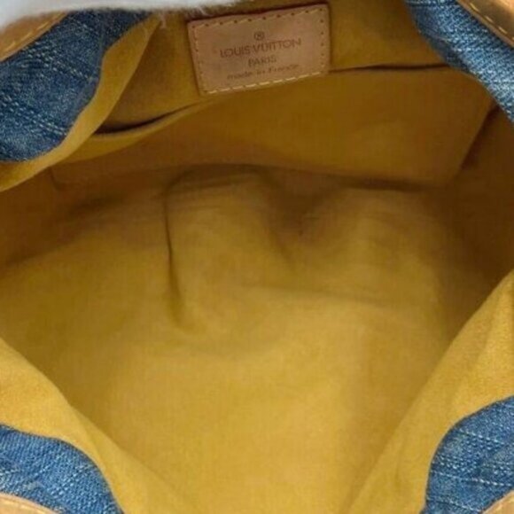 Authentic Louis Vuitton Denim Pleaty Monogram Vintage Pouch Pochette Hand Bag - Picture 9 of 16